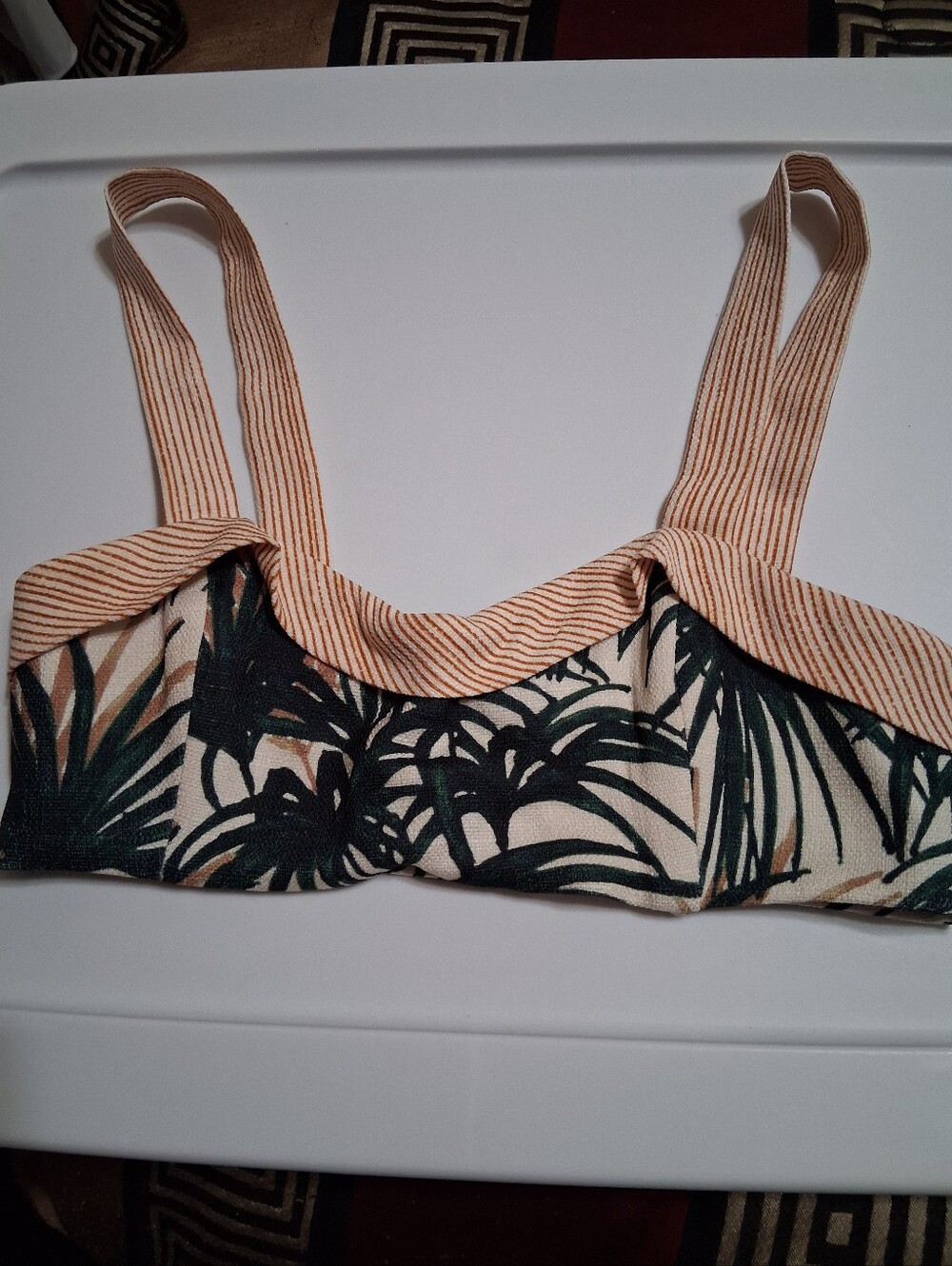PatBO tropical palm-print bikini- like top,  high-end Brazilian designer
